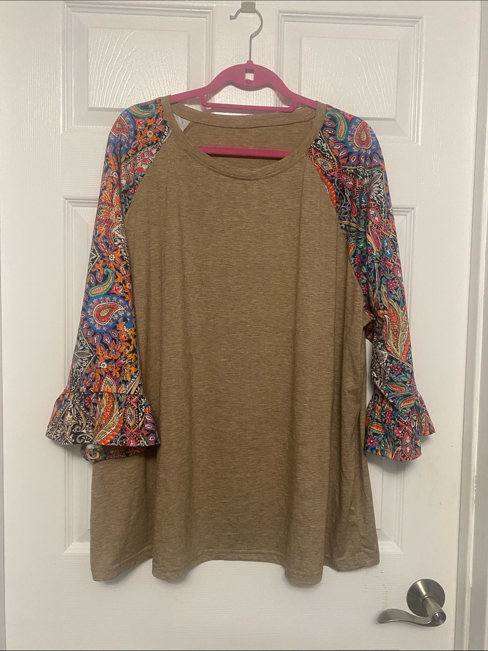 J. HER brown oversized floral Sleeve Pullover 2x